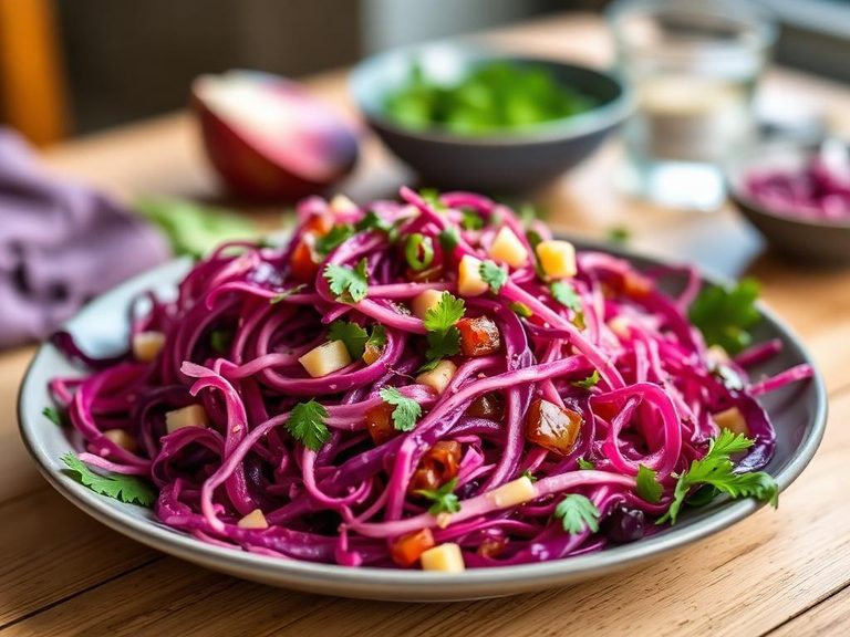 Red cabbage salad with vinaigrette