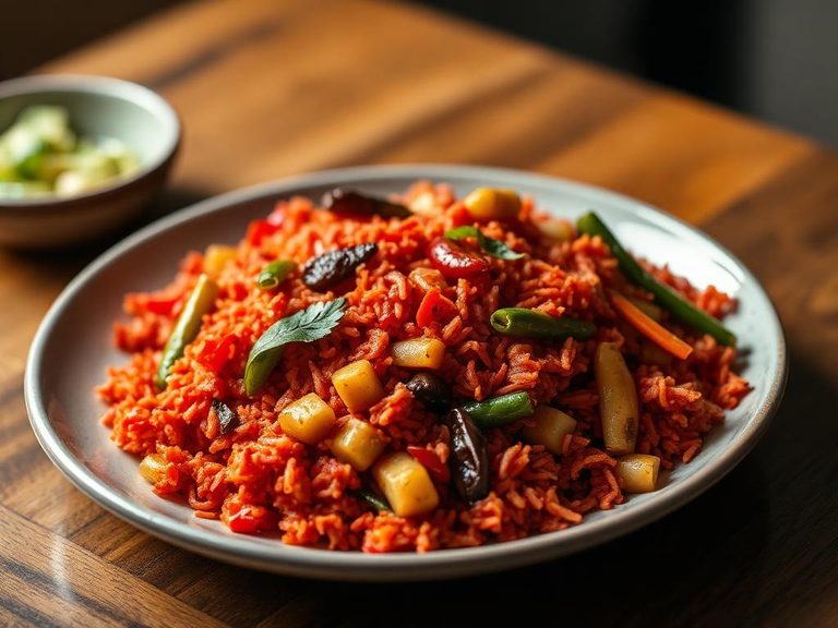 Red Rice and Vegetable Stir-fry