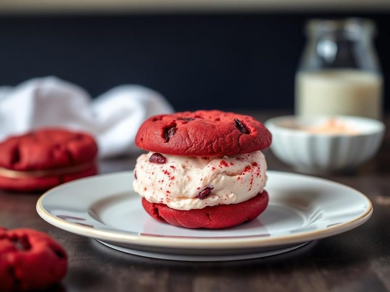 Red Velvet Cookie Ice Cream Sandwich