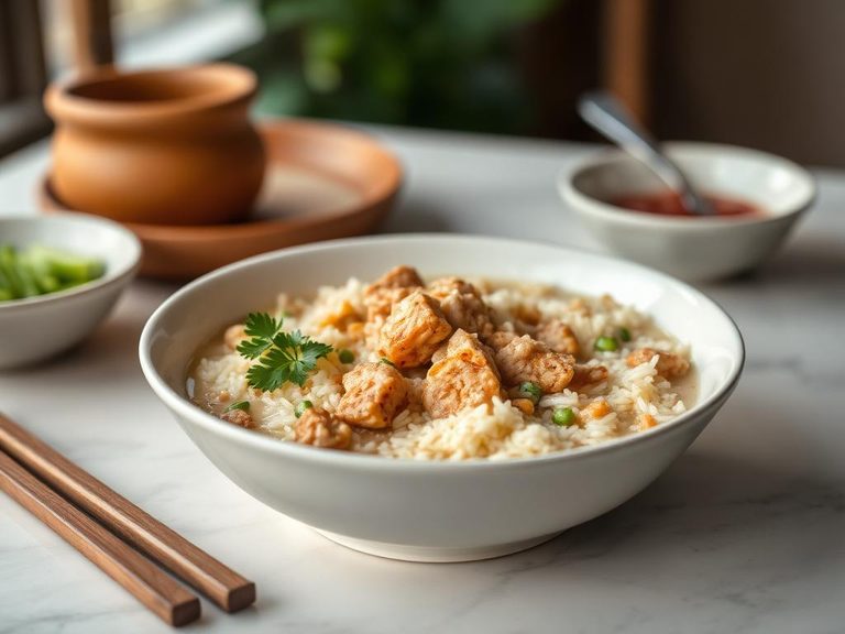Rice and chicken porridge