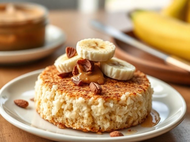 Rice cake with almond butter and banana