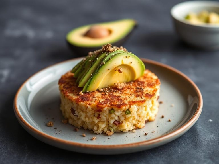 Rice cake with avocado and everything bagel seasoning