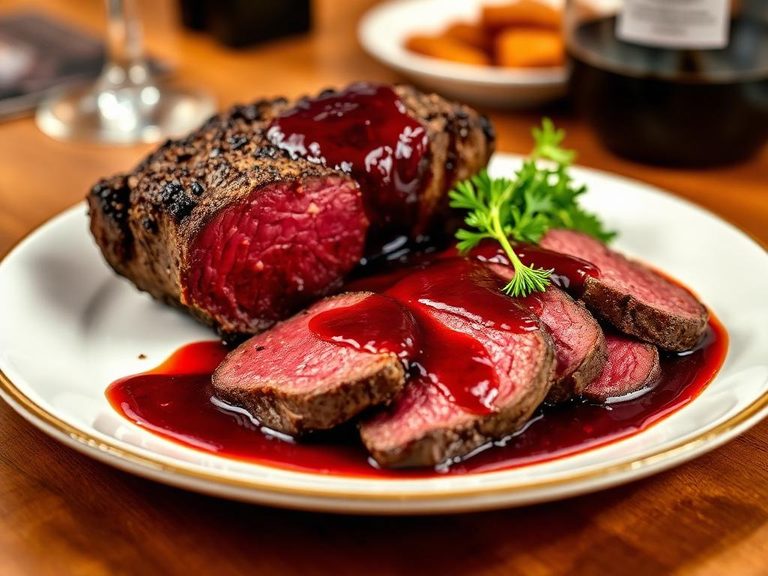 Roast Beef with a red wine reduction
