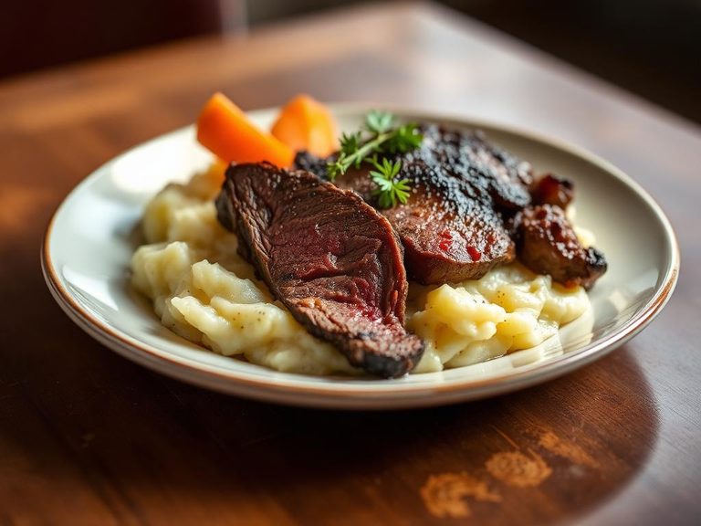 Roast beef with mashed potatoes
