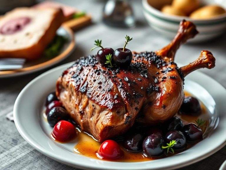 Roast Duck with Cherries
