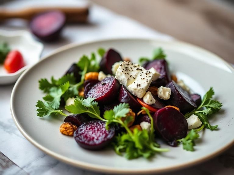 Roasted beet salad with goat cheese