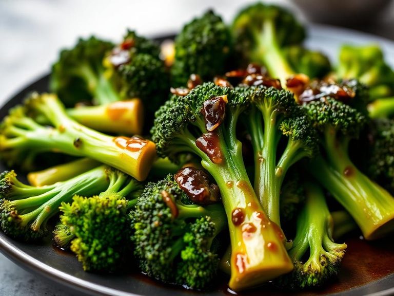 Roasted broccoli with soy glaze