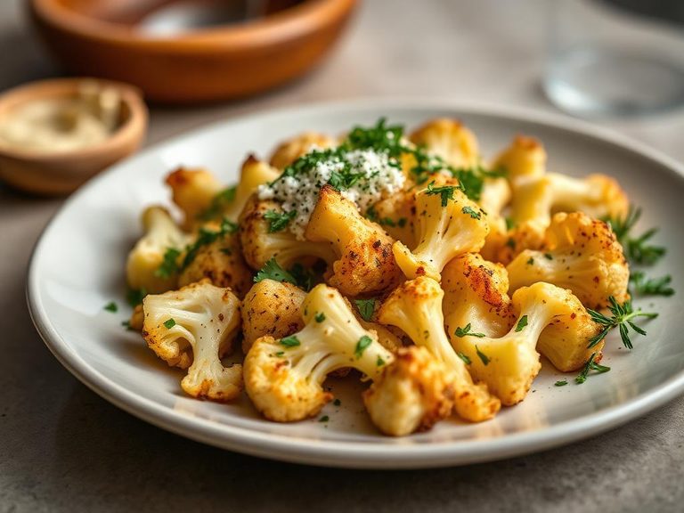 Roasted Cauliflower with Tahini and Herbs