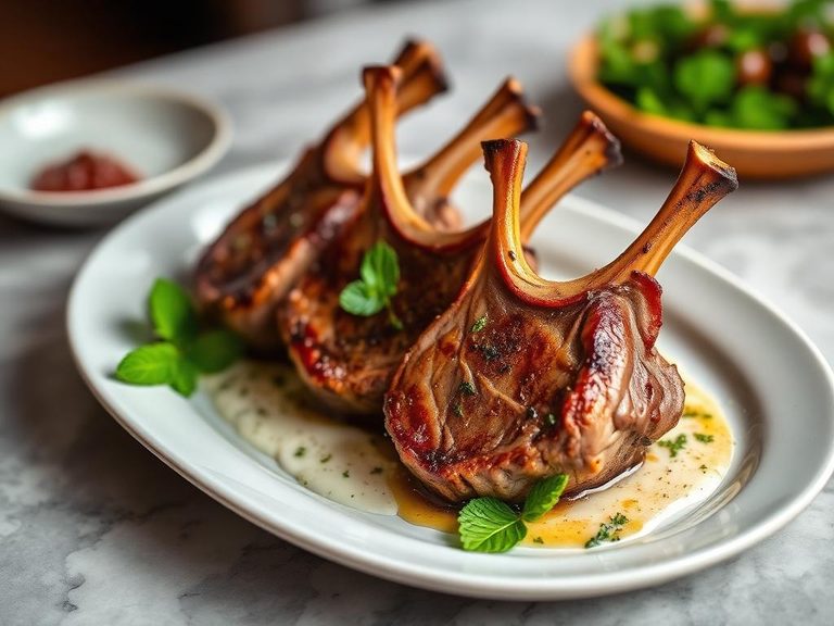 Roasted Lamb Chops with Mint Sauce