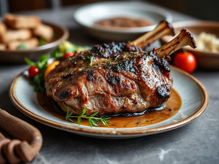 Roasted lamb with herbs