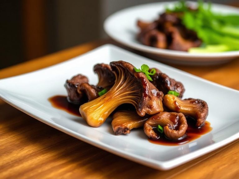 Roasted maitake with soy glaze