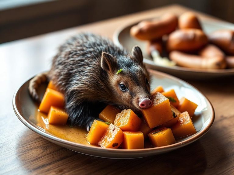 Roasted opossum with sweet potatoes