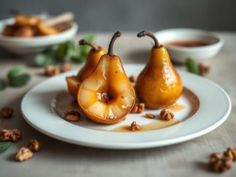 Roasted pears with honey and walnuts