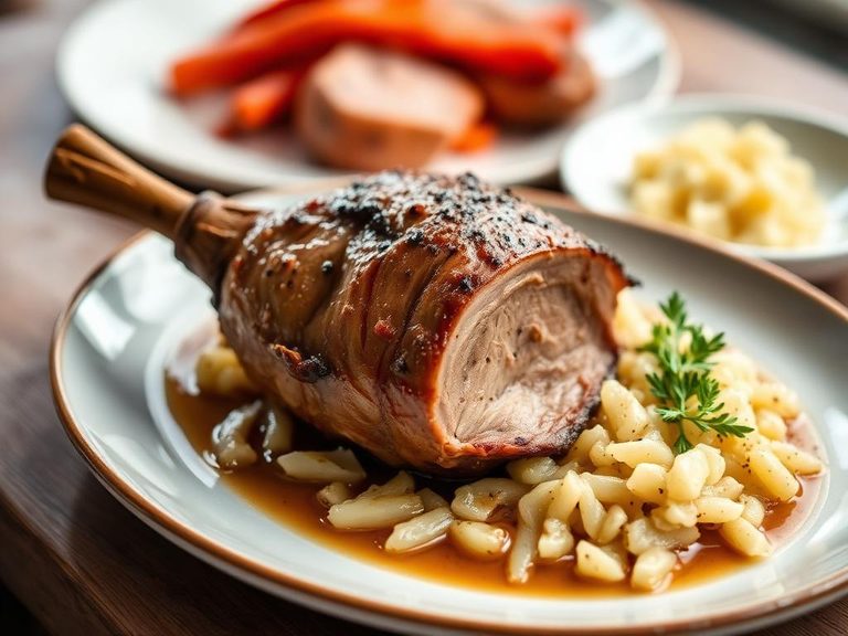 Roasted pork shank with sauerkraut