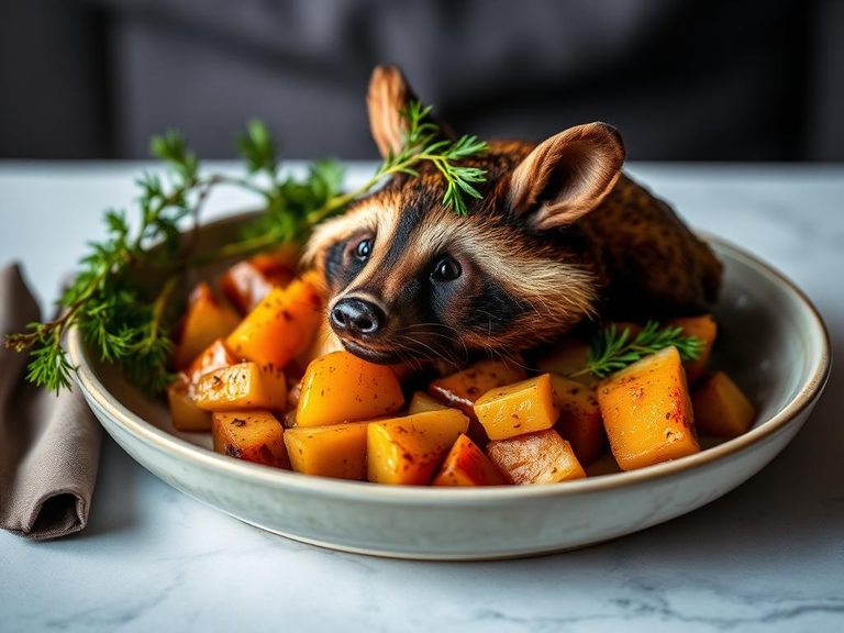 Roasted Raccoon with Root Vegetables