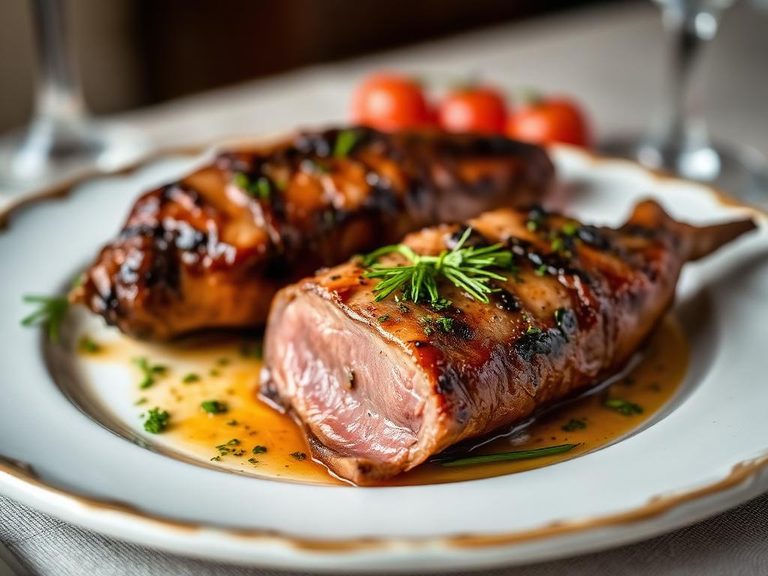 Roasted sea liver with traditional herbs