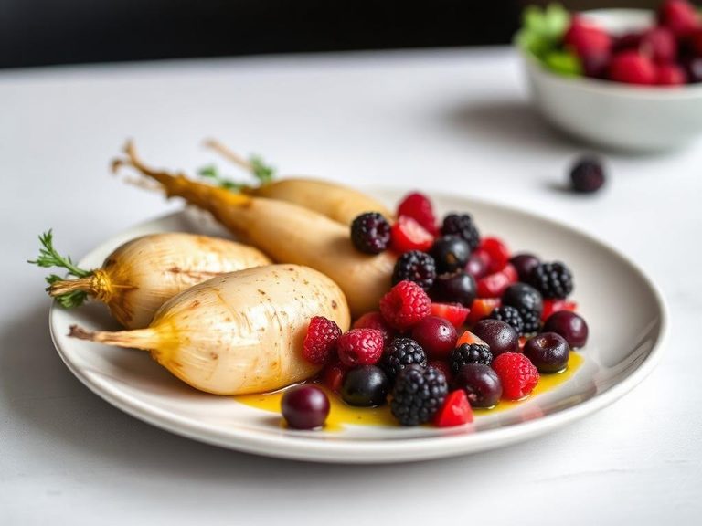 Roasted turnips with berries