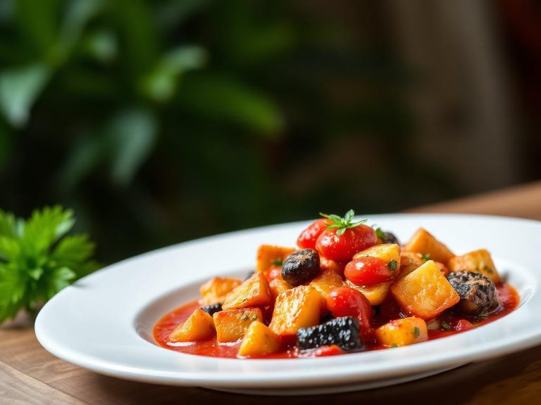Roasted vegetable medley with tomato sauce