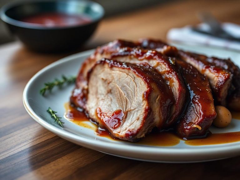 Rum-glazed pork