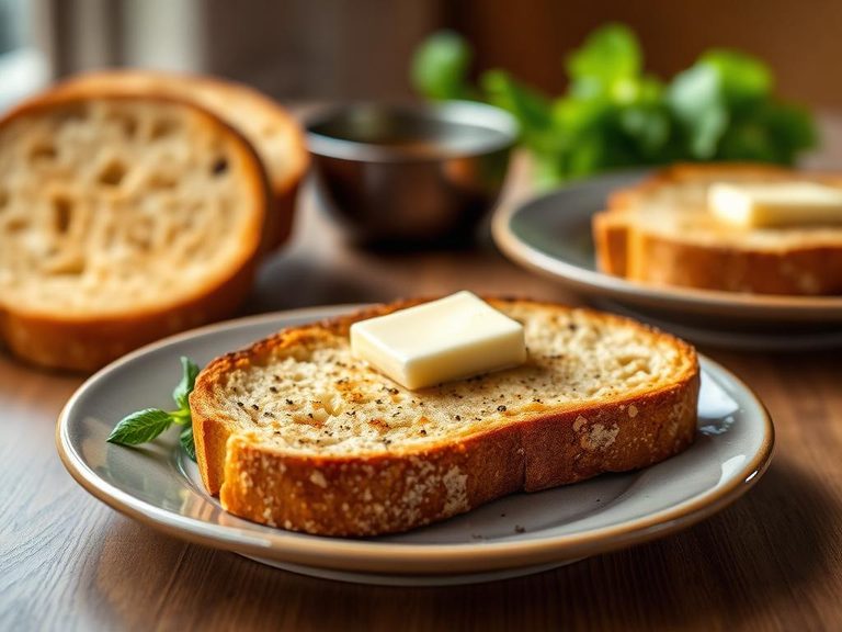 Rye bread toast with butter