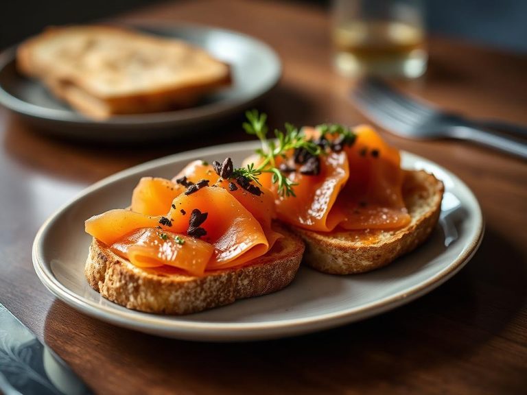 Rye toast with herring or smoked salmon