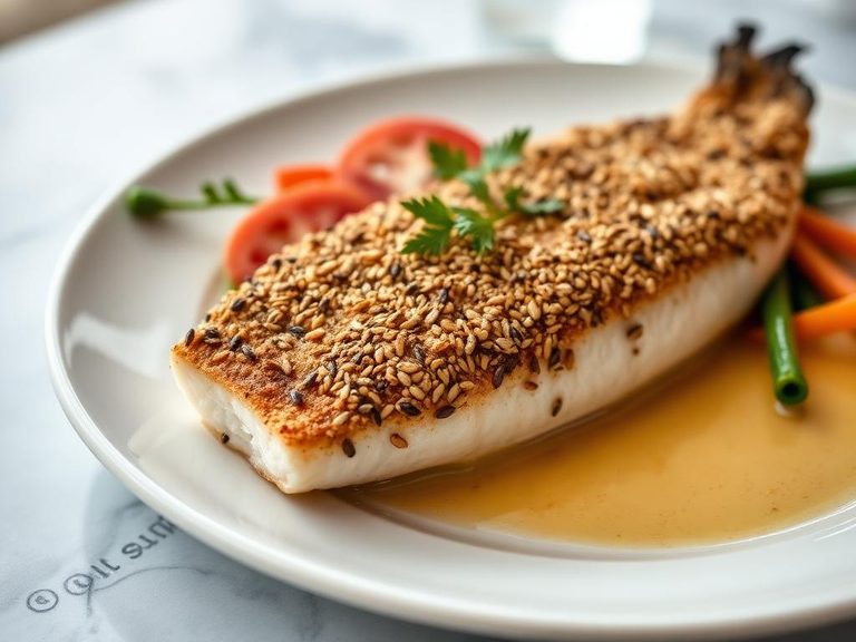 Safflower Seed Crusted Fish