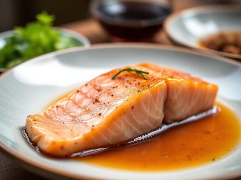 Sake-marinated salmon