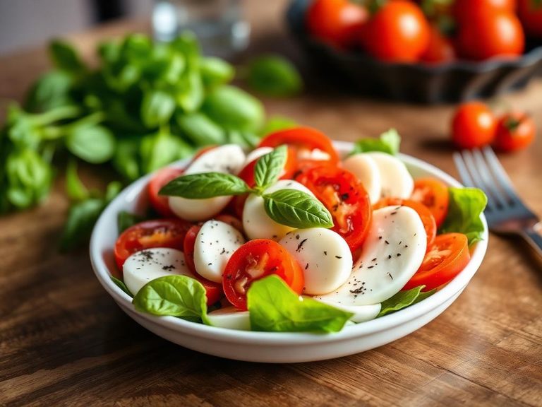 Salad Caprese (with mozzarella and basil)