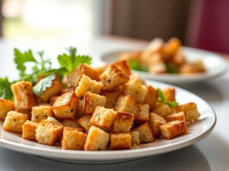 Salad Croutons (chopped and crisped further)