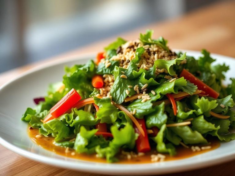 Salad with sesame dressing