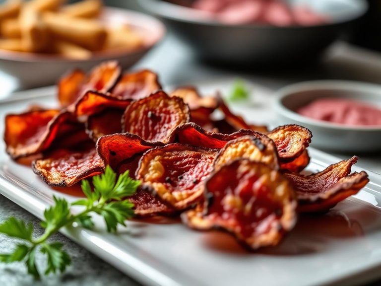 Salami chips (crisped in oven)