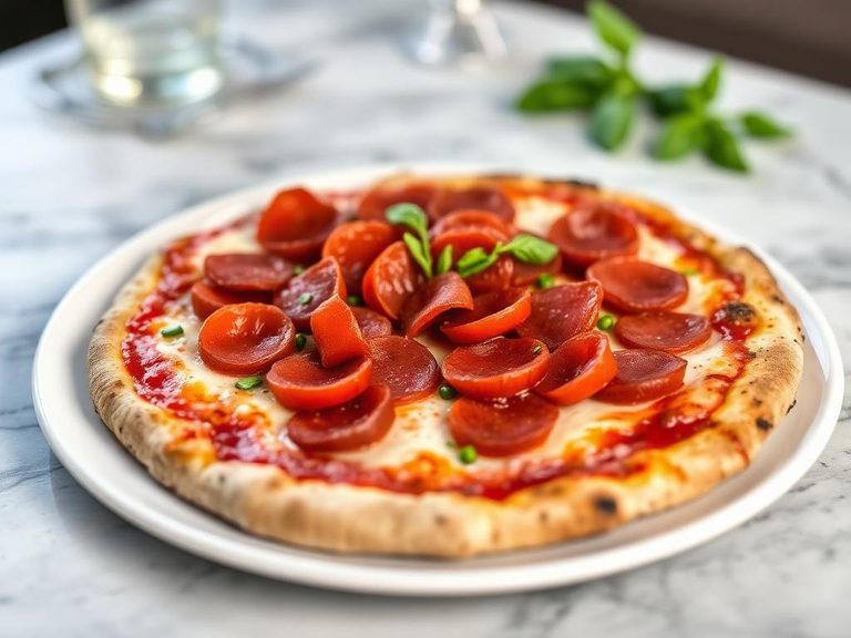 Salami pizza topping