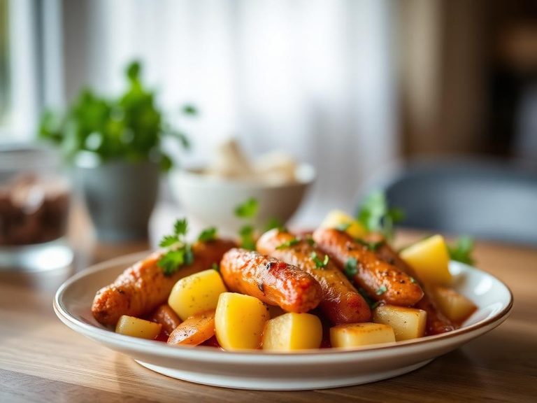 Salchichas Guisadas con Papas