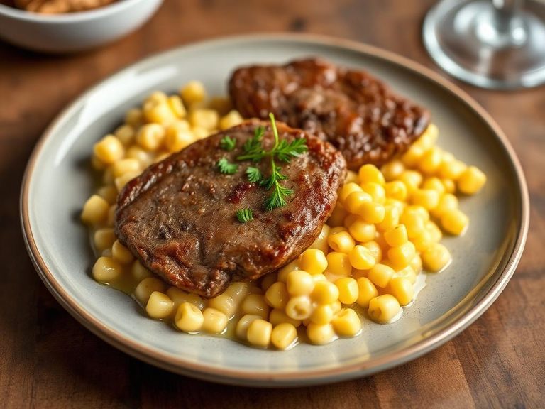 Salisbury Steak with Creamed Corn
