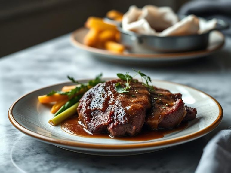 Salisbury steak with lamb tongue