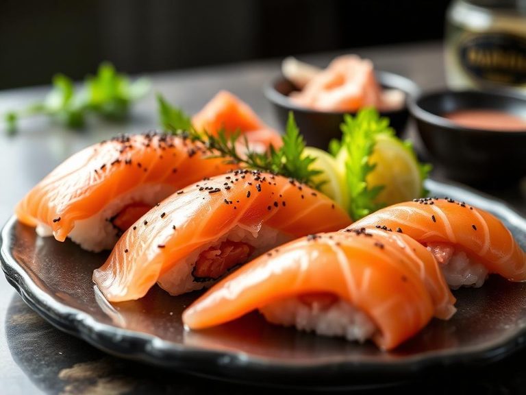 Salmon Sushi and Sashimi