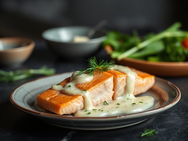 Salmon with Dill and Chive Sauce