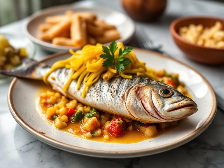 Salt Mackerel with Ackee and Saltfish