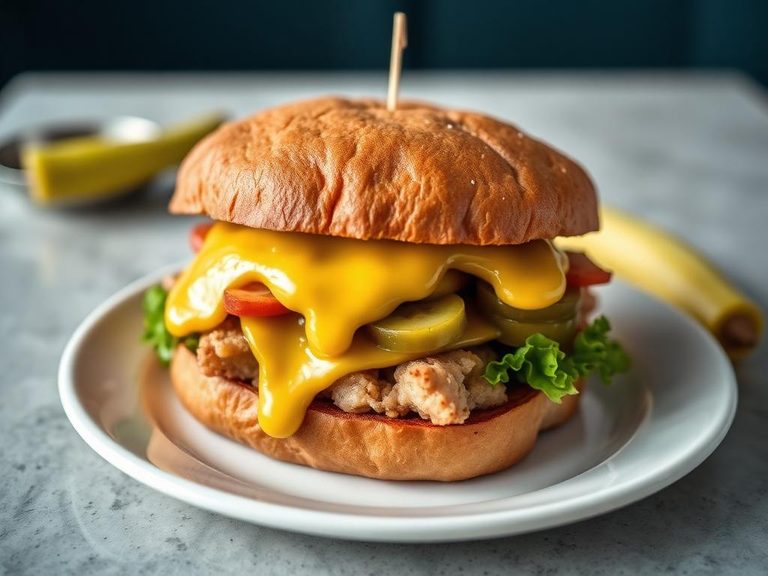 Sandwich with mustard and pickles