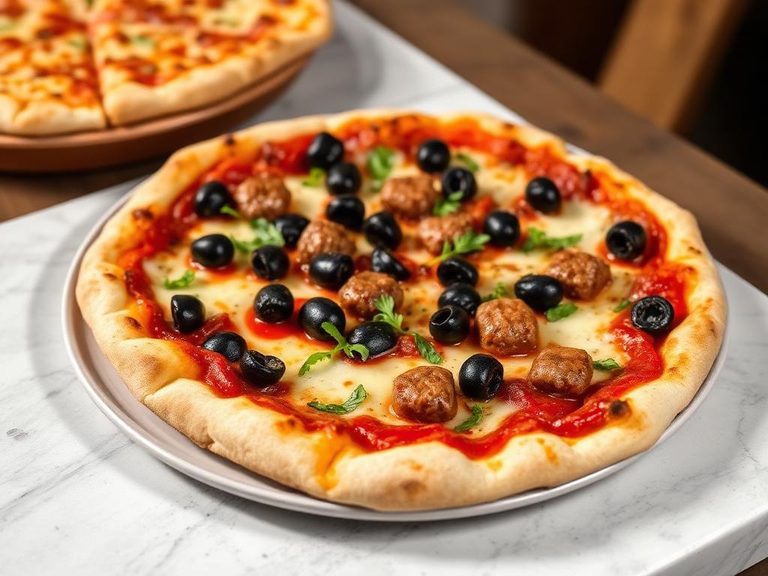Sausage and Black Olive Pizza