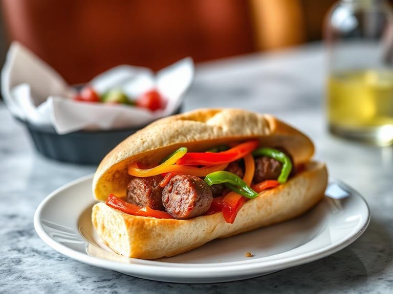Sausage and pepper sub sandwich