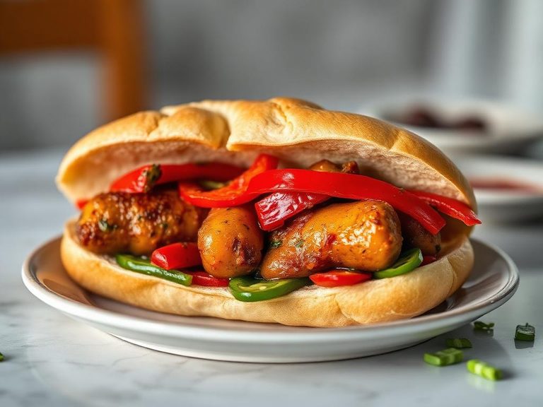 Sausage and peppers sandwich