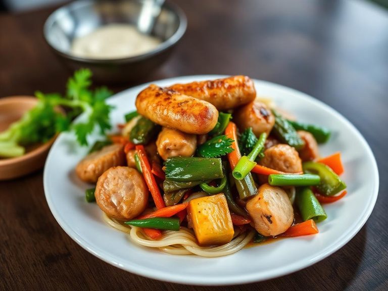 Sausage and vegetable stir-fry