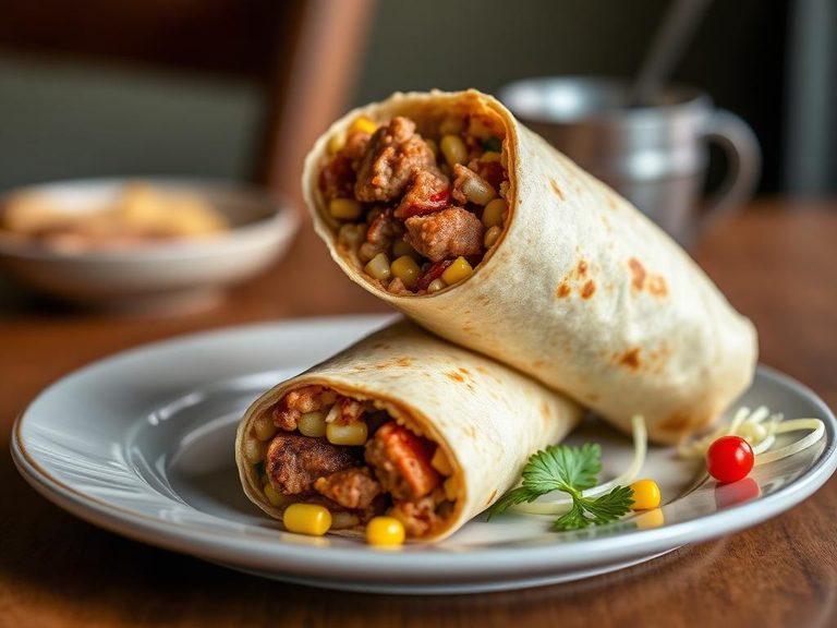 Sausage & Corn Cake Breakfast Wrap