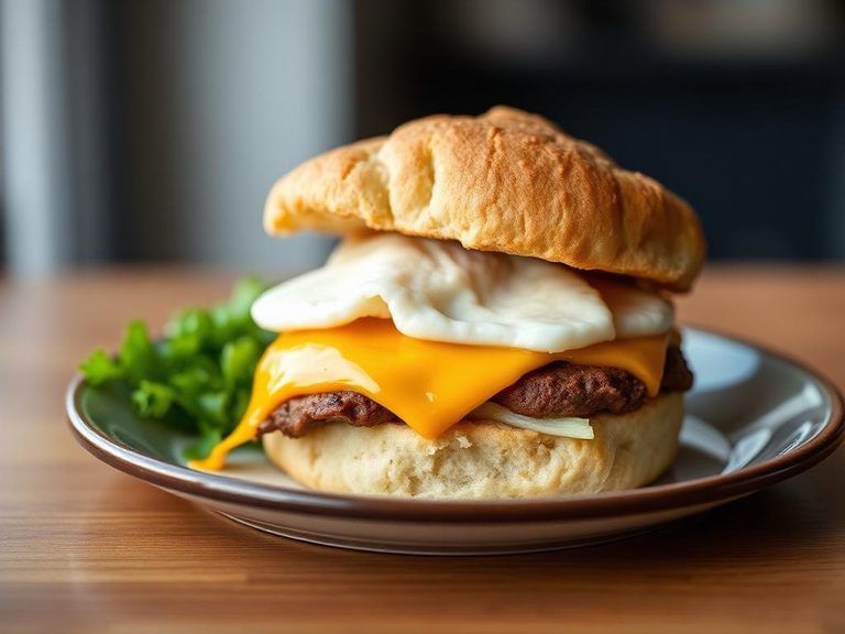 Sausage, egg, and cheese biscuit sandwich