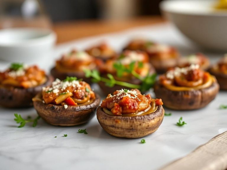 Sausage-stuffed mushrooms