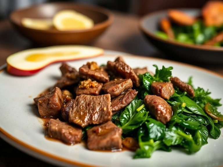 Sautéed Beef with Mixed Greens