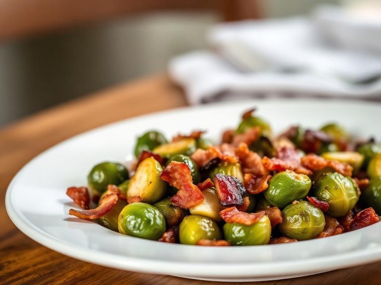 Sautéed Brussels sprouts with bacon