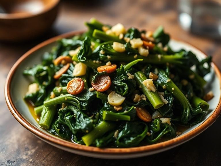 Sautéed collards with garlic and olive oil