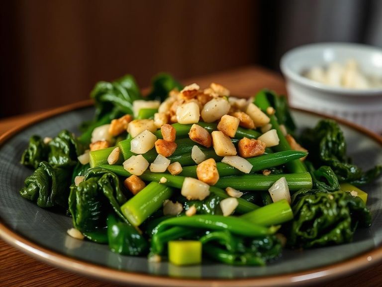Sautéed collards with garlic and onions